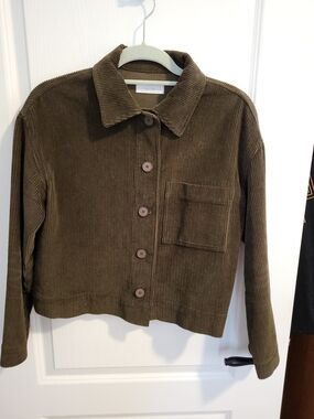 OAK + FORT Corduroy Button-Up Jacket in Brown